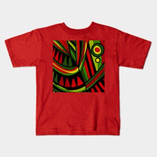 Mazipoodles New Fish Head Leaves Jazz Funk Red Green Black Kids T-Shirt